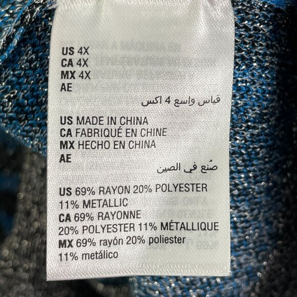 JM Collection Womens Plus 4X Metallic Threaded Cardigan Sweater Blue Black - Picture 7 of 13